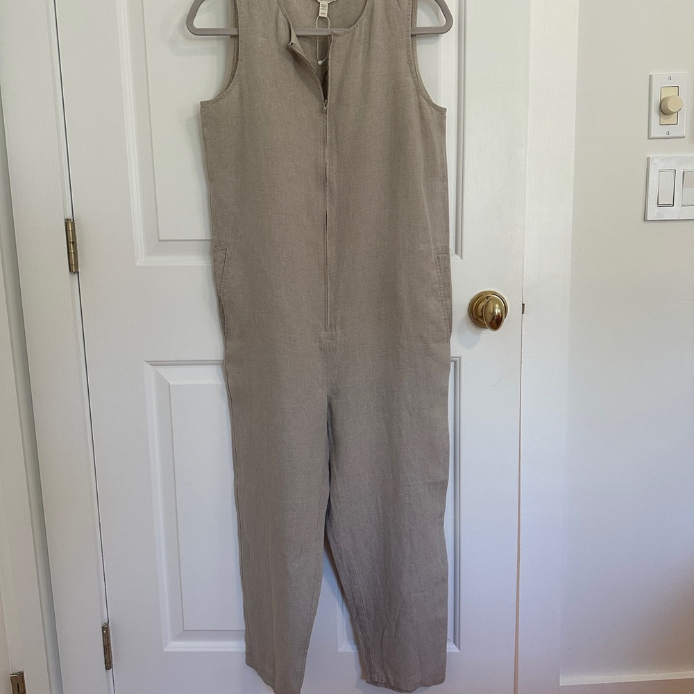 Eileen Fisher Beige Linen Jumpsuit